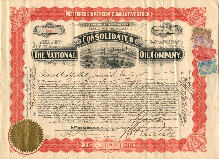 National Consolidated Oil Co. - Stock Certificate